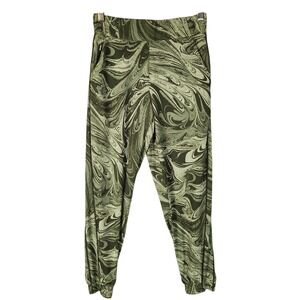 Athleta Brooklyn Jogger 0P Green Marble Swirl Print Pull-On Activewear Artsy